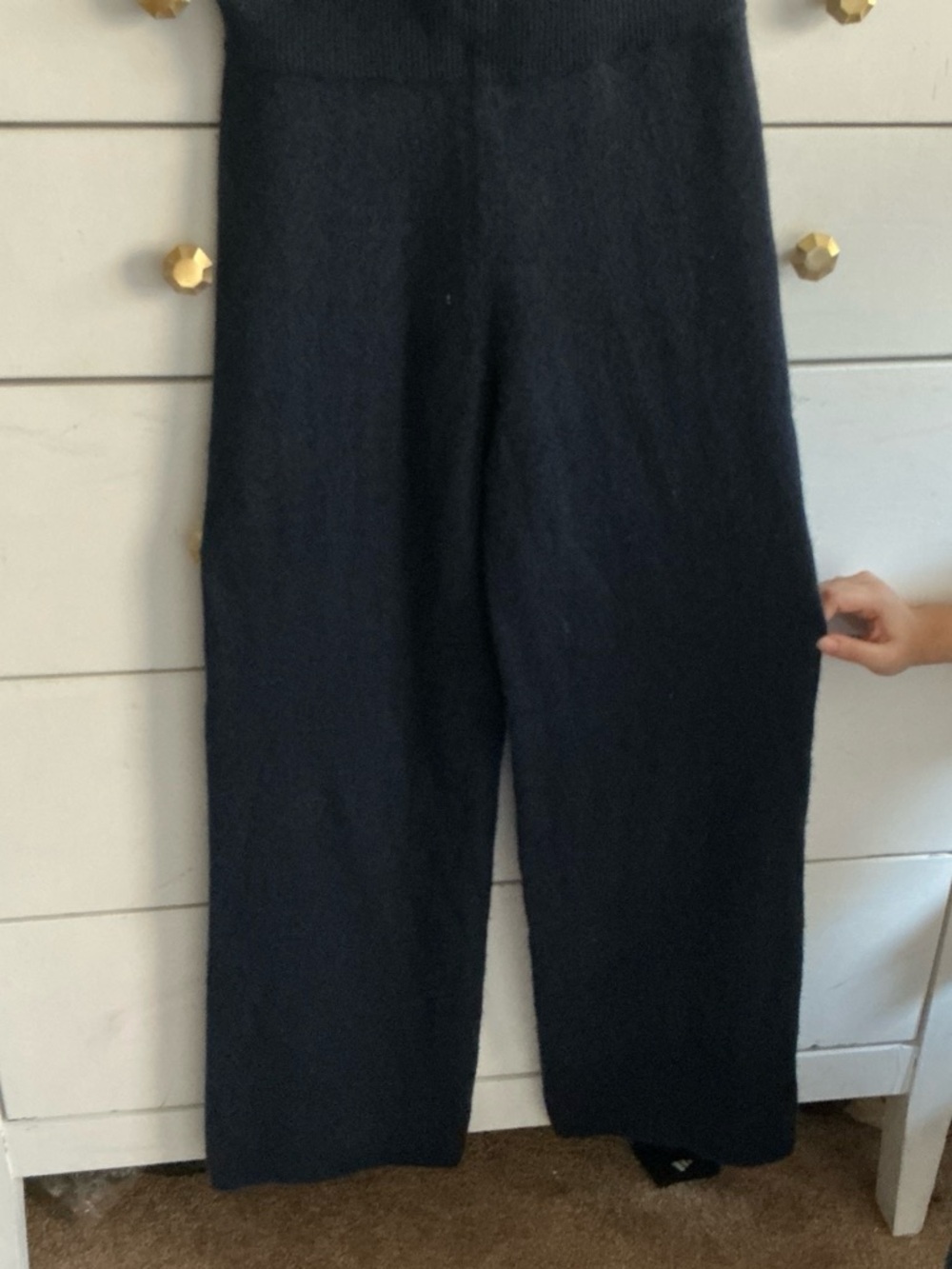 High-Waist Black Wide-Leg Knit Pants